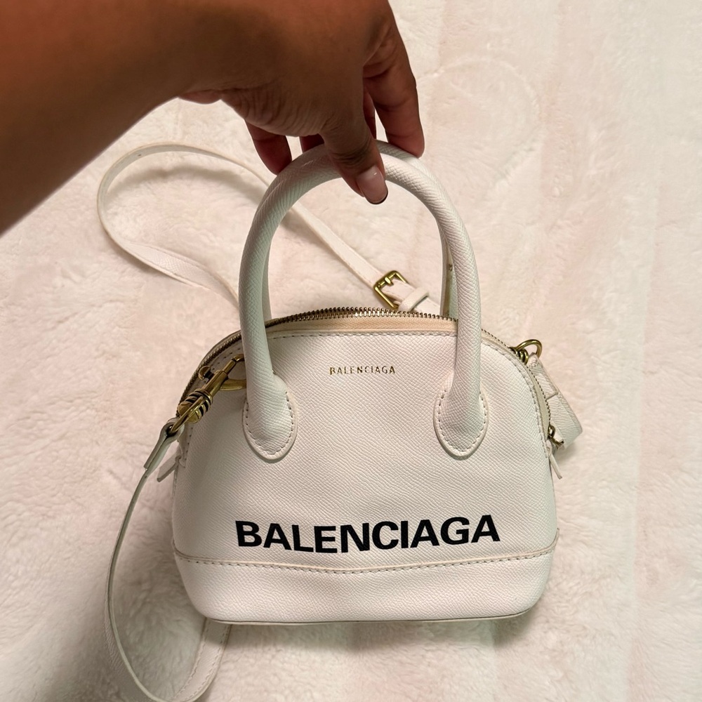 Balenciaga Mini Bag in White with Black Logo